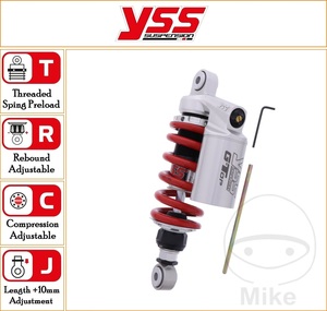 YSS 250 mm Standard Rear Mono Gas Shock With Piggy Back Reservoir Top Line