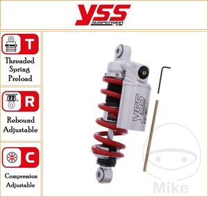YSS 240 mm Standard Rear Mono Gas Shock With Piggy Back Reservoir Top Line