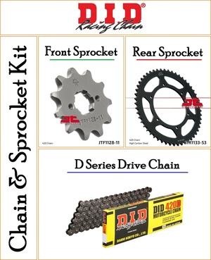 Chain and Sprocket Kit With a DID D 420 Pitch 130 Link Steel Chain