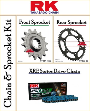 Chain and Sprocket Kit With a RK XRE 520 Pitch 118 Link Blue Chain